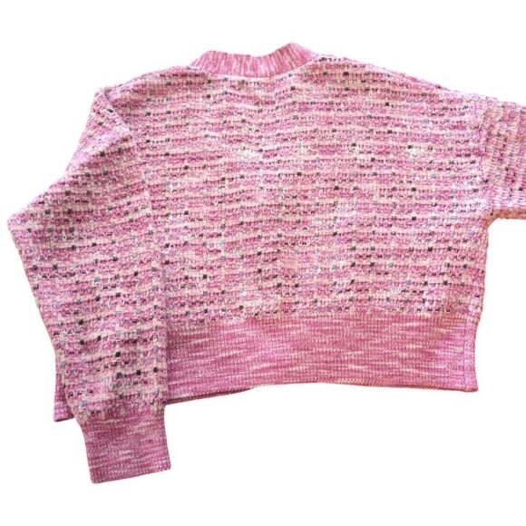 Tweed Pink and Purple Oversized V Neck Knit Cardigan Size Xs - Picture 11 of 12